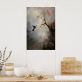 Etherele Kolibrie Schildering Vintage Vogel Muur Poster (Keuken)