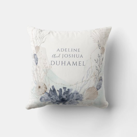 Etherele Kust Koraal Schelp Koppel Kussen (Achterkant)