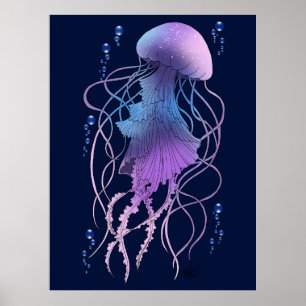 Etherele kwal paarsblauw poster
