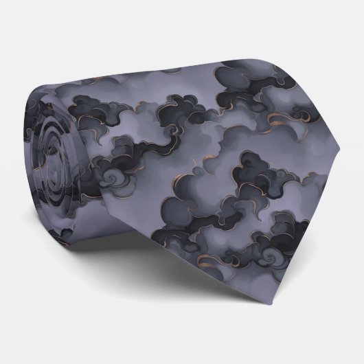 Etherele leigrijze en lavendel abstracte rook stropdas (Opgerold)