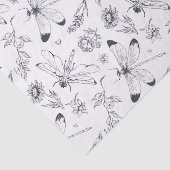 Etherele Libel & Botanische Lijnkunstpatroon Tissuepapier (Detail)