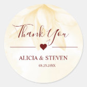 Etherele Magnolia Bloem, Dank je  Ronde Sticker (Voorkant)