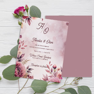 Etherele Mauve Romantische Luxe Trouwuitnodiging Briefkaart