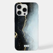 Etherele Mist Ombre Navy Blauwe Waterverf Monogram iPhone Hoesje (Achterkant)