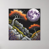 Etherele nachttaferelen met maan, bomen canvas afdruk (Voorkant)