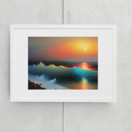 Etherele Oceaan en Zonsondergang AI Kunst Canvas Afdruk