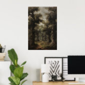Etherele Oude Bos Bosgrond Kunstprint, Somber Poster (Thuiskantoor)