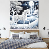 Etherele Paard en Betoverd Kasteel Canvas Afdruk (Insitu (Slaapkamer))