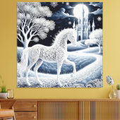 Etherele Paard en Betoverd Kasteel Canvas Afdruk (Insitu (Woonkamer))