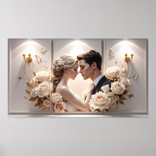 Etherele Romance: Bruid en Bruidegom Illustratie m Poster (Voorkant)