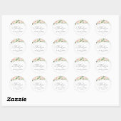 Etherele Roze Rozen Bruiloft Feest Ronde Sticker (Vel)
