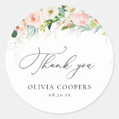 Etherele Roze Rozen Bruiloft Feest Ronde Sticker (Voorkant)