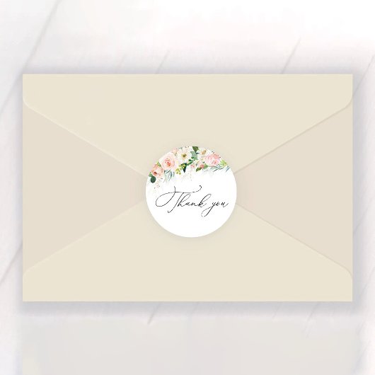 Etherele Roze Rozen Bruiloftfeest Ronde Sticker