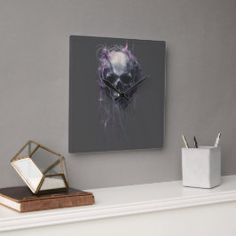 Etherele Schedel Abstract Grunge Donkere Kunst T-S Vierkante Klok