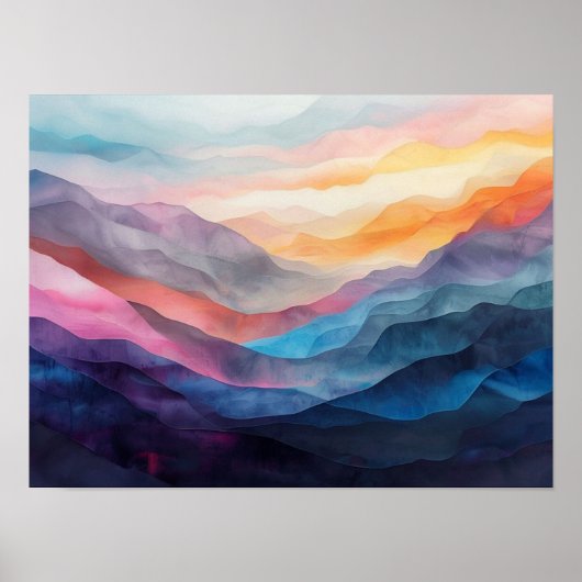Etherele Strata: Een Multi-Layered Abstract Landsc Poster (Voorkant)