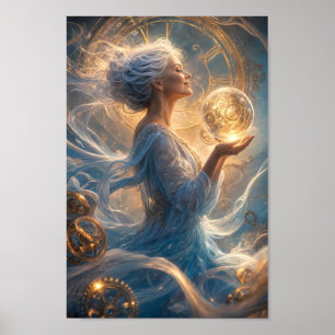 Etherele Tijdwaarnemer in Gouden Licht Poster
