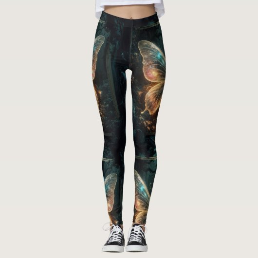 Etherele Vlinder Fantasie Kunst Dames Leggings (Voorkant)