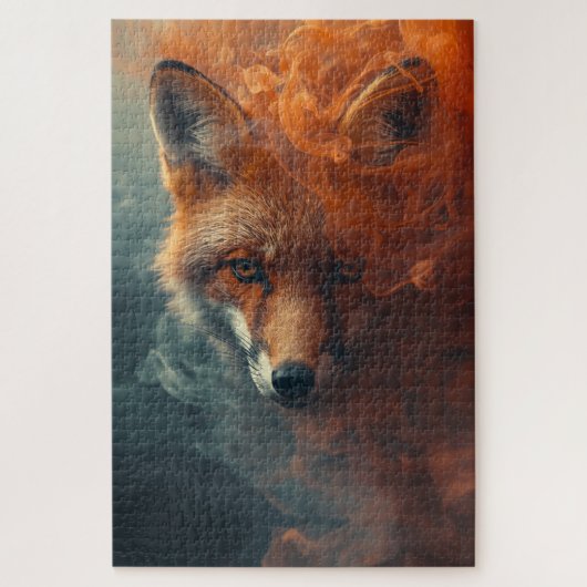 Etherele Vos in Rook & Nevel – Mystieke Puzzel (Verticaal)
