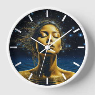 Etherele vrouw mediteert onder de sterren