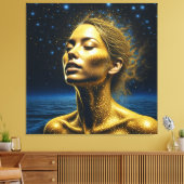 Etherele vrouw mediteert onder de sterren canvas afdruk (Insitu (Woonkamer))