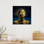 Etherele vrouw mediteert onder de sterren poster (Keuken)