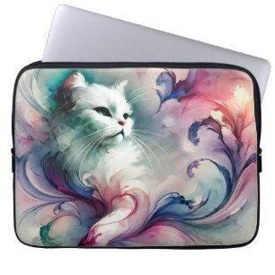 Etherele Waterverf Kat Laptop Sleeve