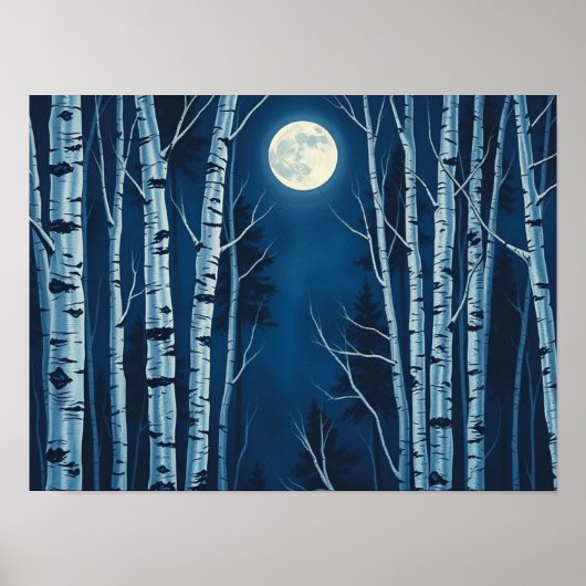 Etherele Wintergloed: Volle Maan Verlicht Poster (Voorkant)