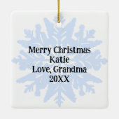 Etherele Witte Kat met Blauwe Ogen Kerstmis Keramisch Ornament (Achterkant)