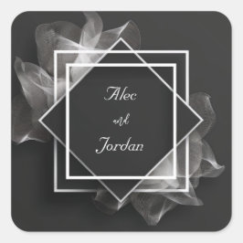 Etherele Witte Mesh Geometrische Schaduw Modern Vierkante Sticker