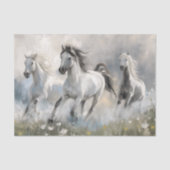 Etherele Witte Paarden Kunst Decoupage Tissuepapier (Voorkant)