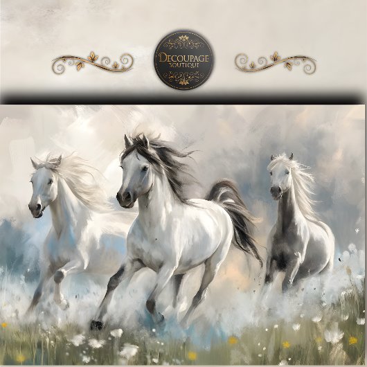 Etherele Witte Paarden Kunst Decoupage Tissuepapier