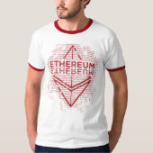 Ethereum Binary Grunge red T-shirt (Voorkant)