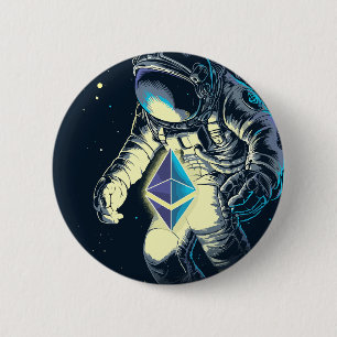 Ethereum Crypto Astronaut - ETH naar de maan Ronde Button 5,7 Cm