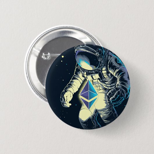 Ethereum Crypto Astronaut - ETH naar de maan Ronde Button 5,7 Cm (Voorkant /achterkant)