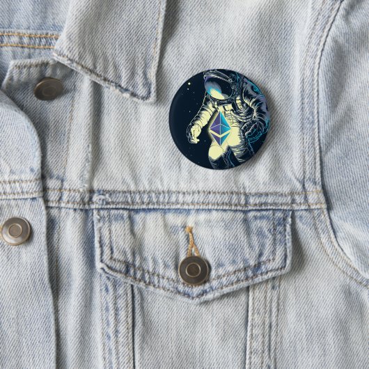 Ethereum Crypto Astronaut - ETH naar de maan Ronde Button 5,7 Cm (In situ)