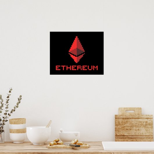 Ethereum ETH 8-bits rood Logo | POSTER (Keuken)