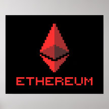Ethereum ETH 8-bits rood Logo | POSTER