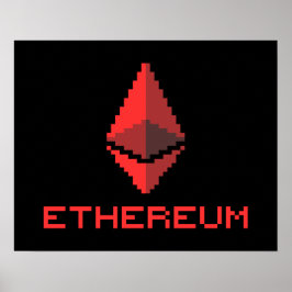 Ethereum ETH 8-bits rood Logo | POSTER