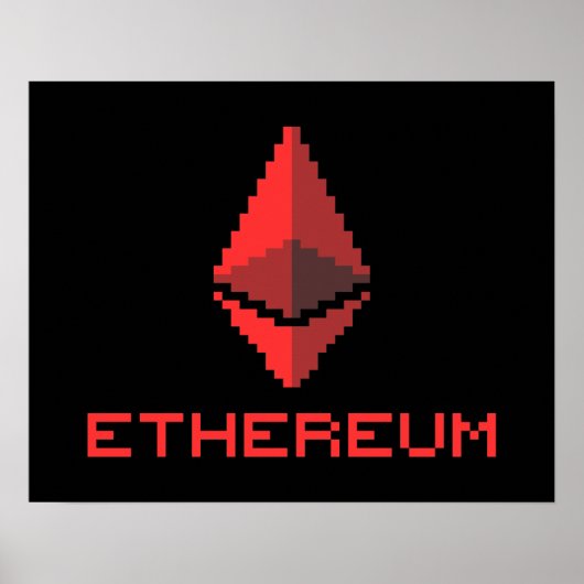 Ethereum ETH 8-bits rood Logo | POSTER (Voorkant)