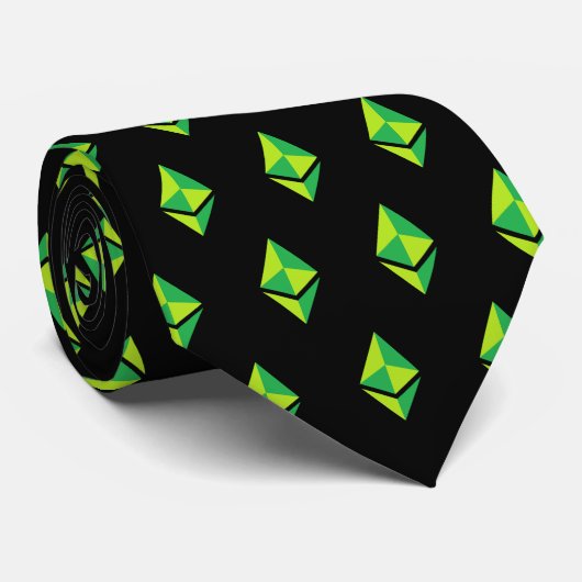 Ethereum ETH Green Logo | Necktie Stropdas (Opgerold)