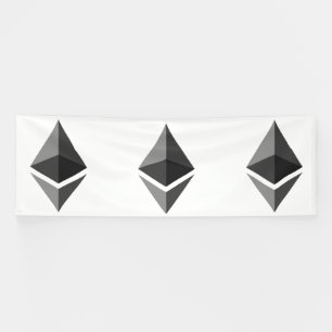 Ethereum Grijs Icoon 4x12 Vinyl Banner