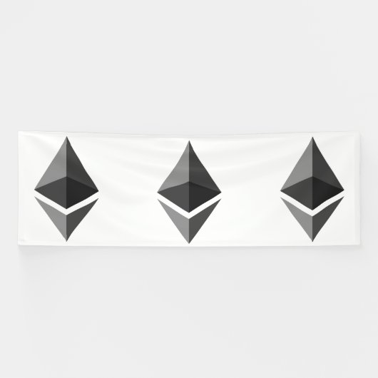 Ethereum Grijs Icoon 4x12 Vinyl Banner (Horizontaal)
