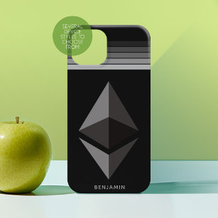 Ethereum Investment Crypto Icon met grijze stripes iPhone 15 Pro Case
