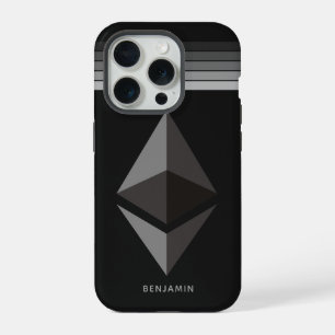 Ethereum Investment Crypto Icon met grijze stripes iPhone 15 Pro Case