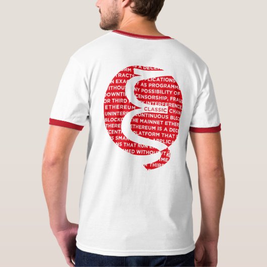 Ethereum Klassiek (rood) dubbelzijdig ontwerp T-shirt (Achterkant)