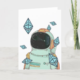 Ethereum naar de maan ETH Space Man Merch Bedankkaart