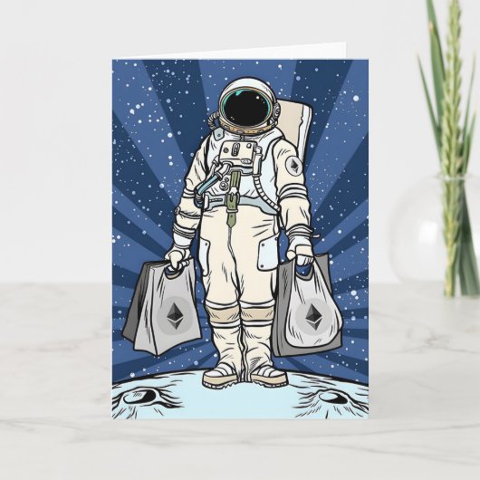 Ethereum naar de maan ETH Space Man Merch Bedankkaart (Voorkant)
