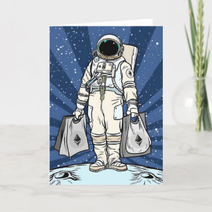 Ethereum naar de maan ETH Space Man Merch Bedankkaart