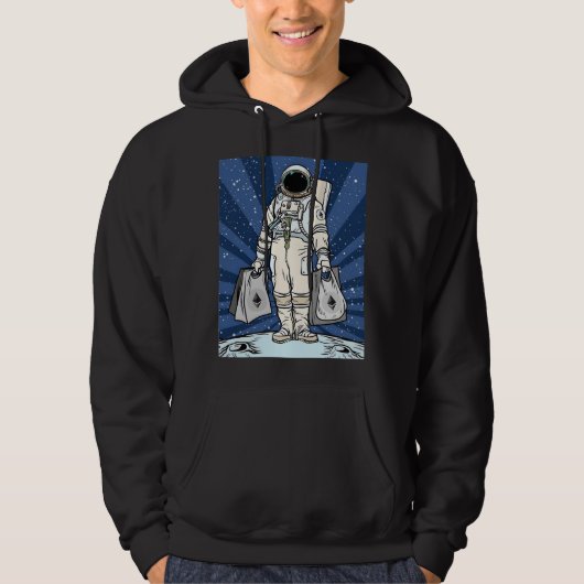 Ethereum naar de maan ETH Space Man Merch Hoodie (Voorkant)