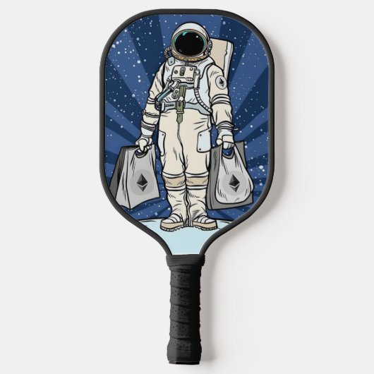 Ethereum naar de maan ETH Space Man Merch Pickleball Paddle (Achterkant)